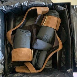 YSL Brown suede chunky heel sandal,36.5 but can fit a size 7.  new never worn